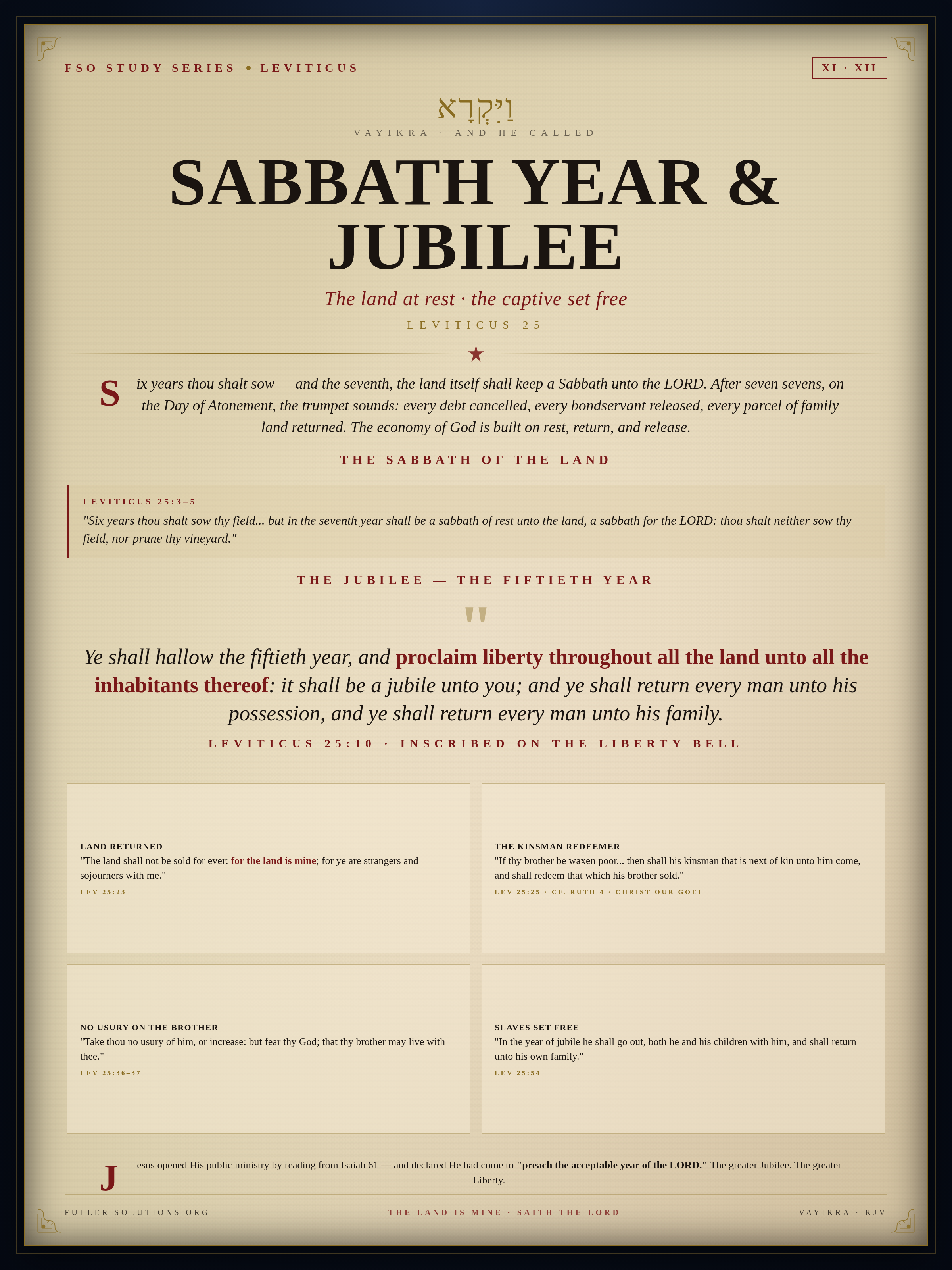 Sabbath Year & Jubilee