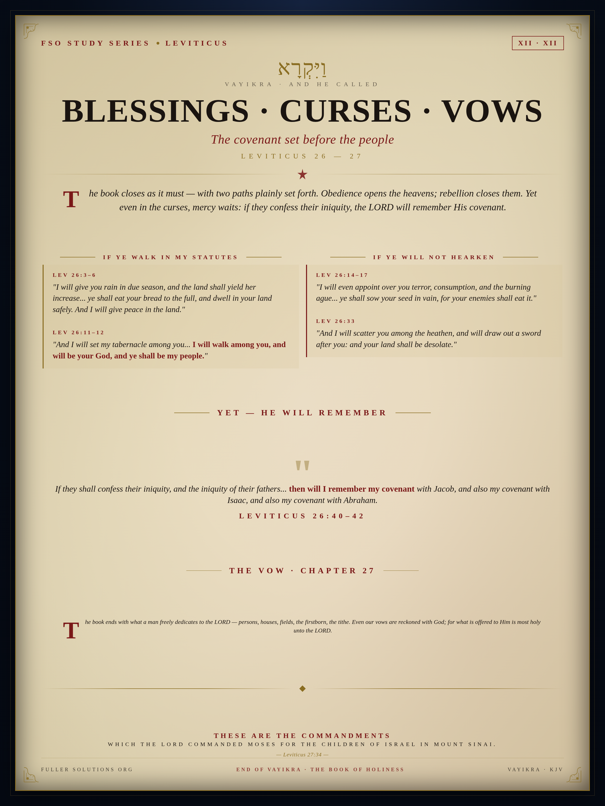 Blessings, Curses & Vows