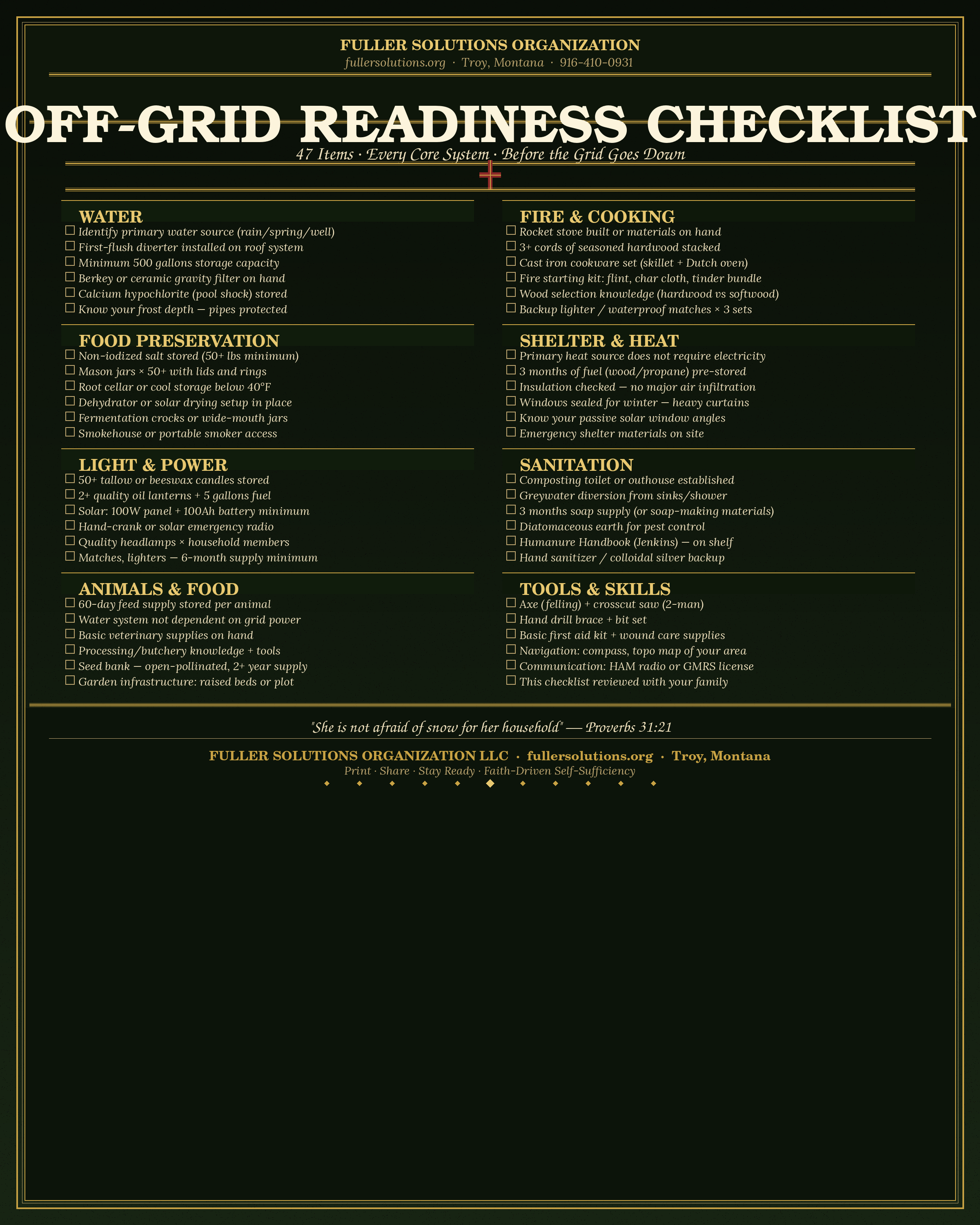 Off-Grid Readiness Checklist