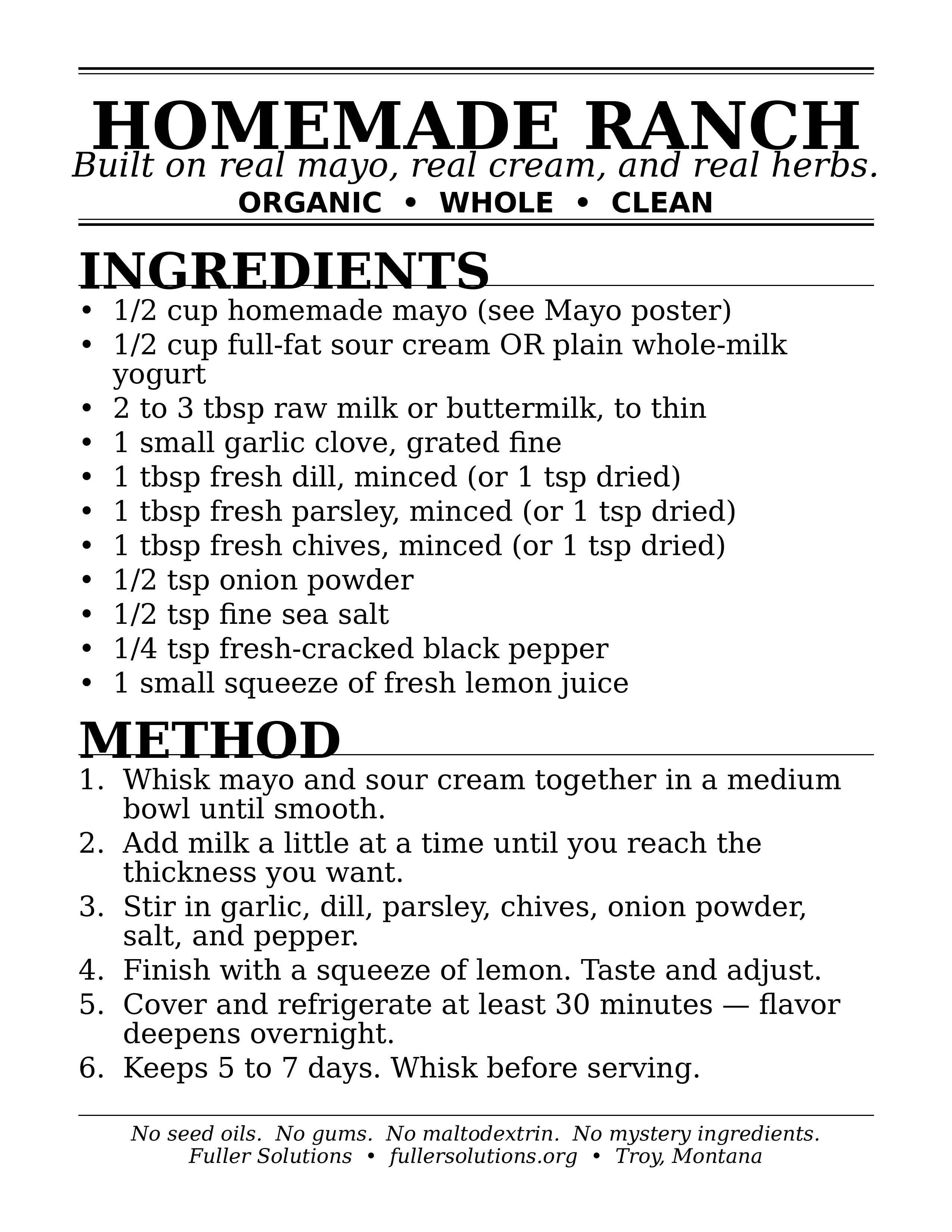 Homemade Ranch Recipe