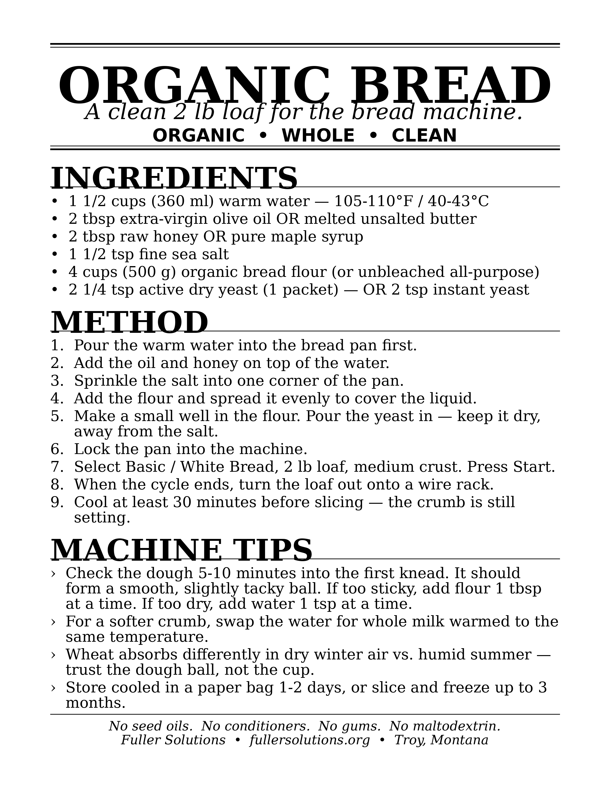 Organic Bread Machine Recipe
