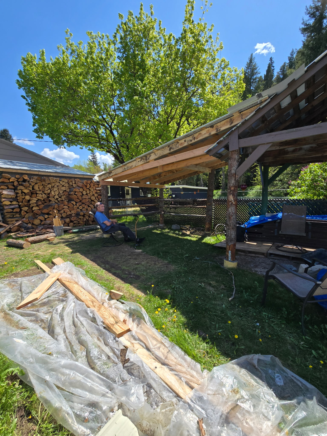 Wood shed addition built from the ground up